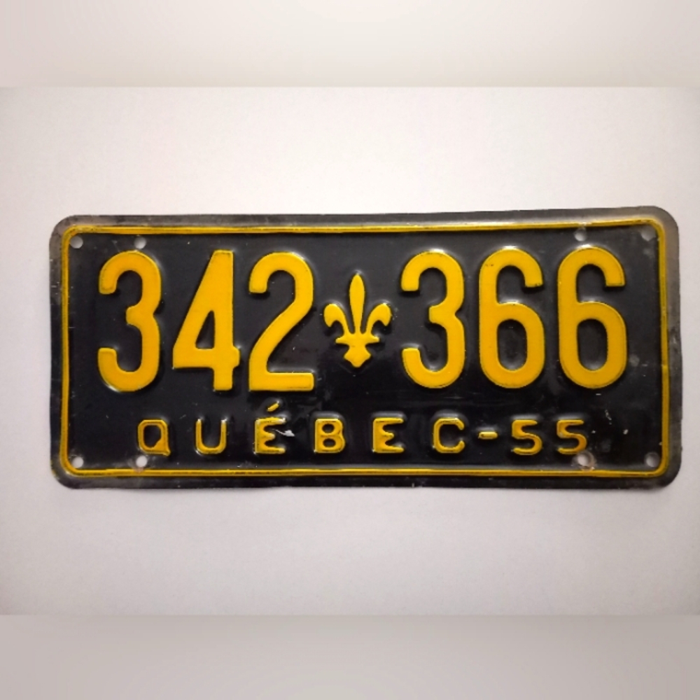 Vintage Alluminum Québec Licence Plate 1955.